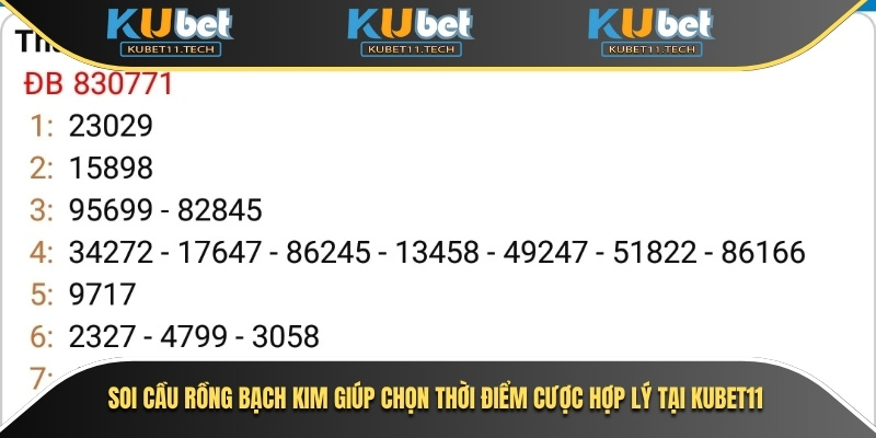 Soi cầu rồng bạch kim giúp chọn thời điểm cược hợp lý tại Kubet11